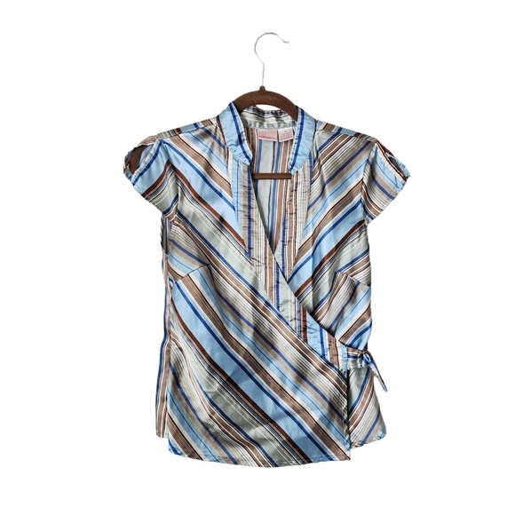 Xhilaration Tops - XHILARATION x VINTAGE Y2K artsy satin wrap‎ stripe top size M